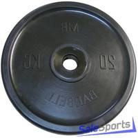 Диск обрезиненный черный МВ Barbell 20 кг, евро-классик